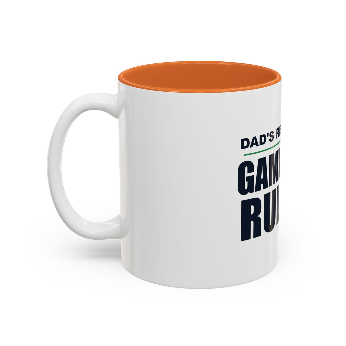 Dad's Recliner. Game Day Rules. Two-Tone Mug