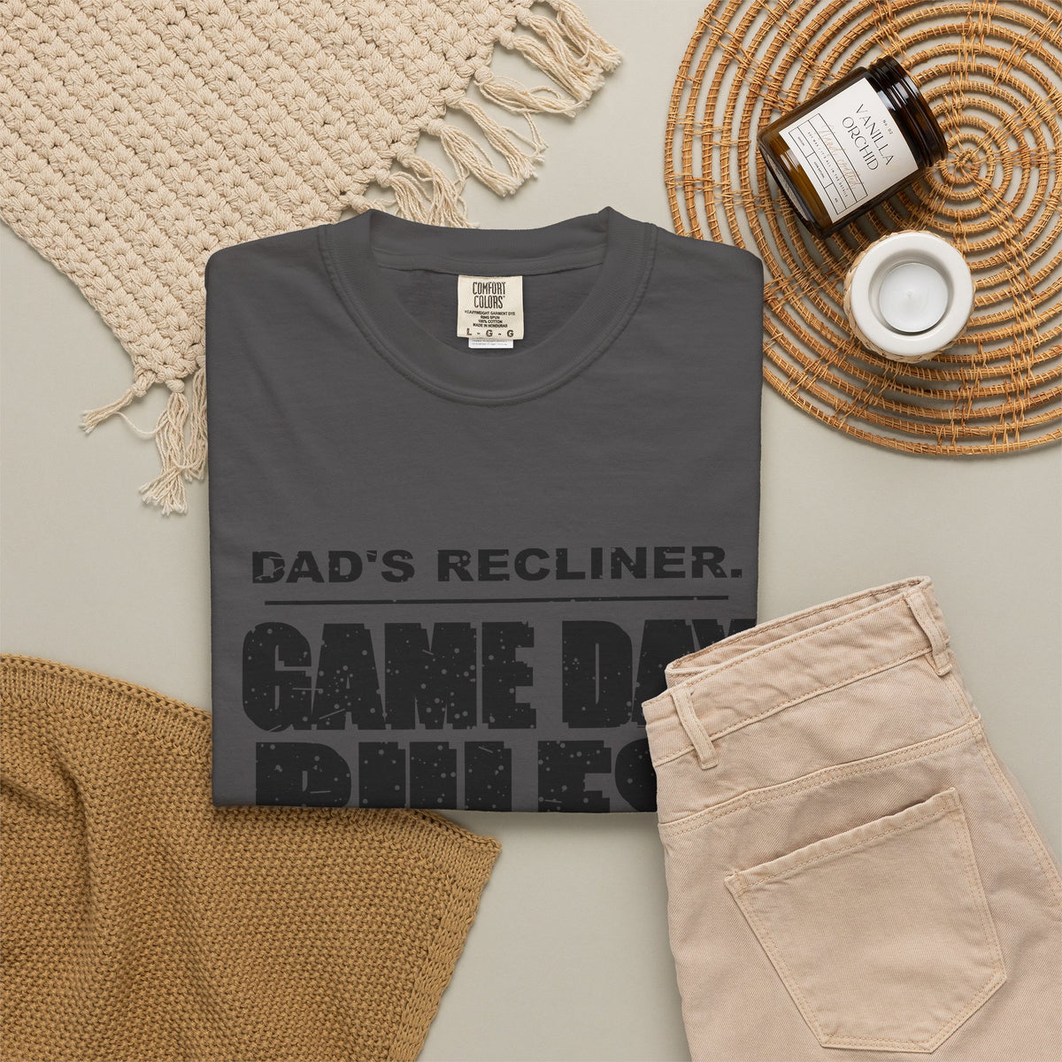 Dad's Recliner. Game Day Rules. Heavyweight Garment-Dyed Tee