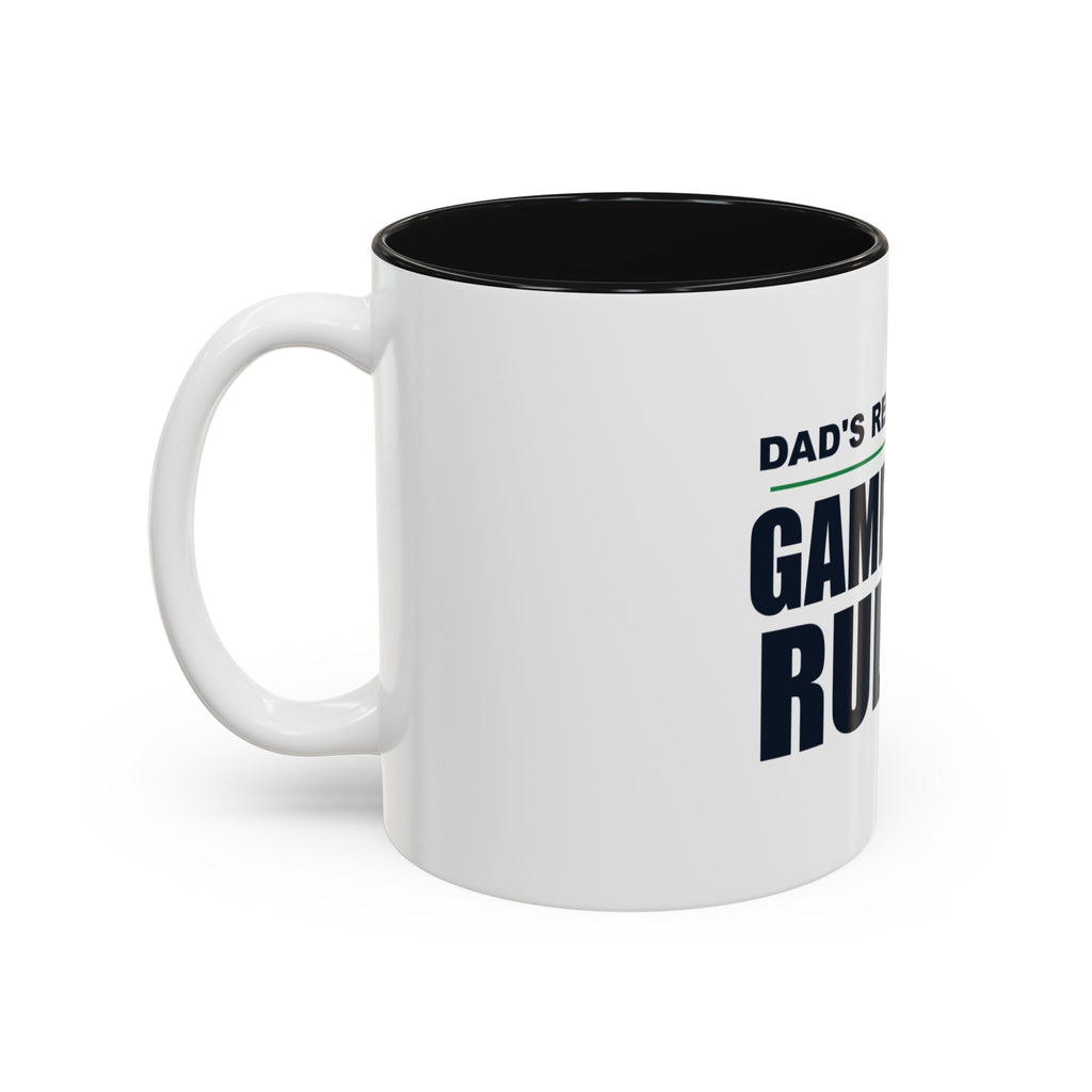 Dad's Recliner. Game Day Rules. Two-Tone Mug