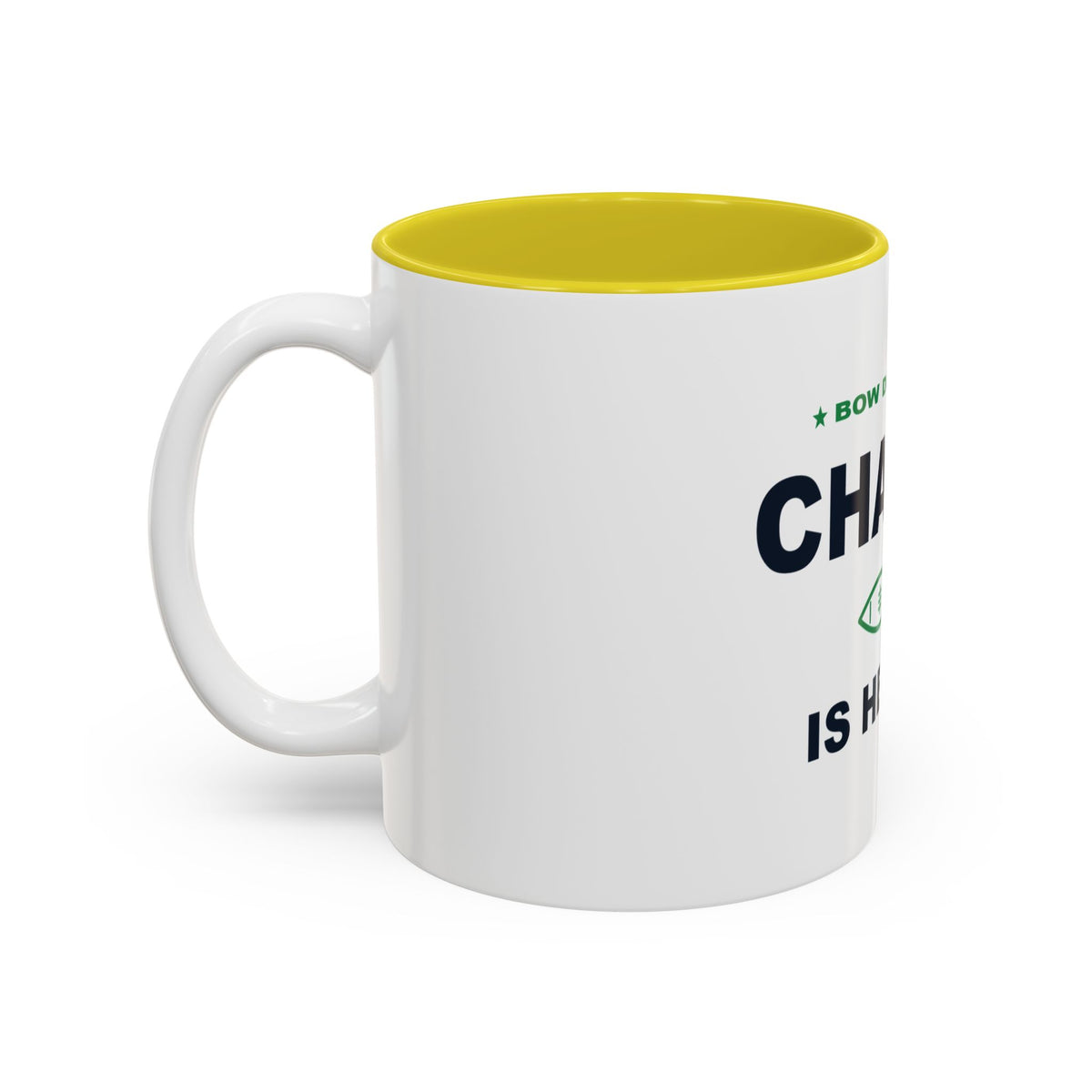 Bow Down. Champ Is Here. Two-Tone Mug