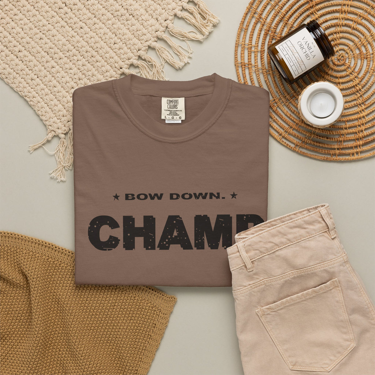 Bow Down. Champ Is Here. Heavyweight Garment-Dyed Tee
