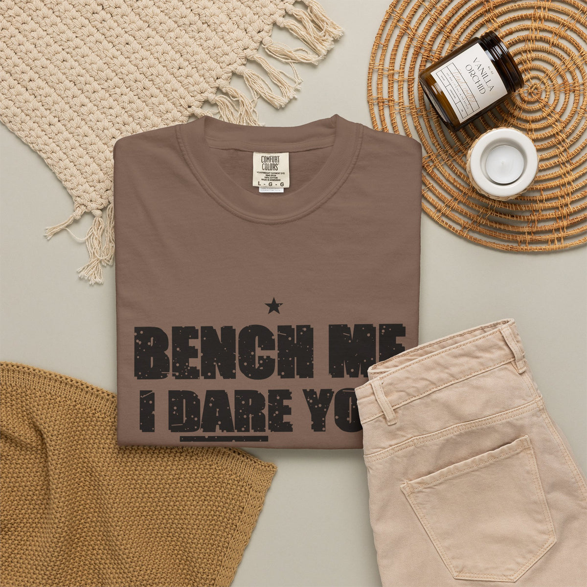 Bench Me. I Dare You. Heavyweight Garment-Dyed Tee