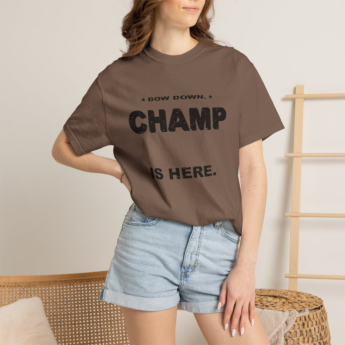 Bow Down. Champ Is Here. Heavyweight Garment-Dyed Tee