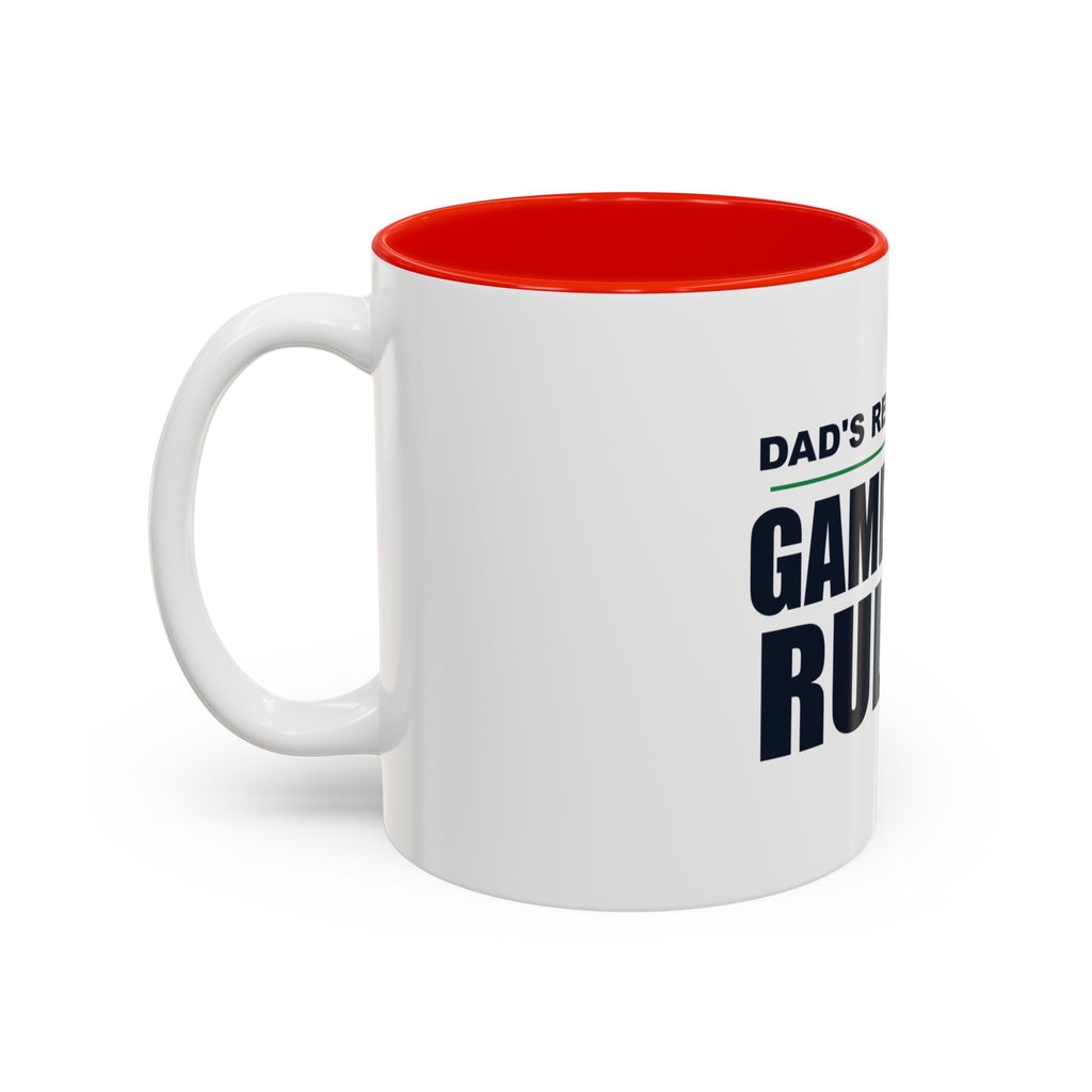 Dad's Recliner. Game Day Rules. Two-Tone Mug