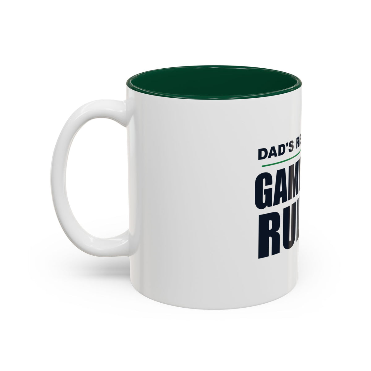 Dad's Recliner. Game Day Rules. Two-Tone Mug