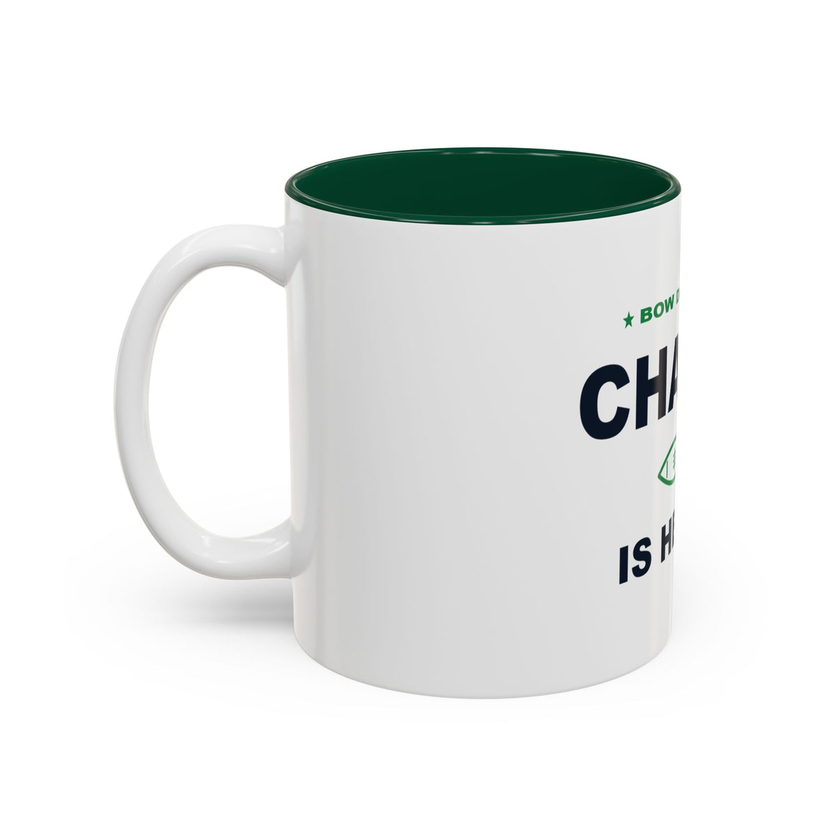Bow Down. Champ Is Here. Two-Tone Mug