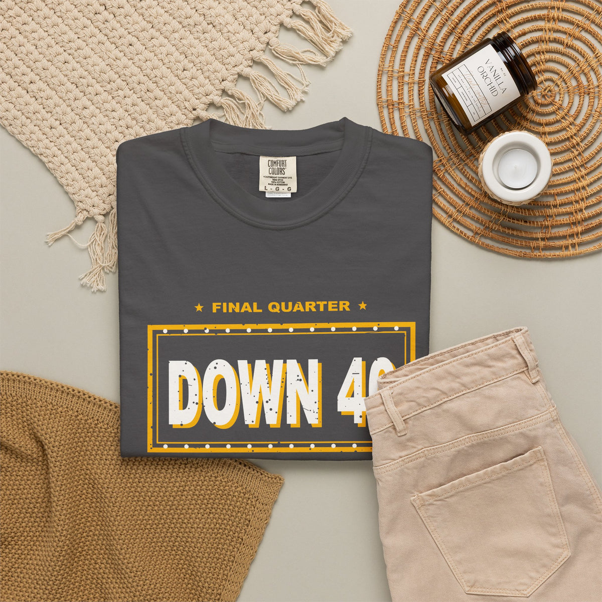 Down 40 With One Guy Left Heavyweight Garment-Dyed Tee