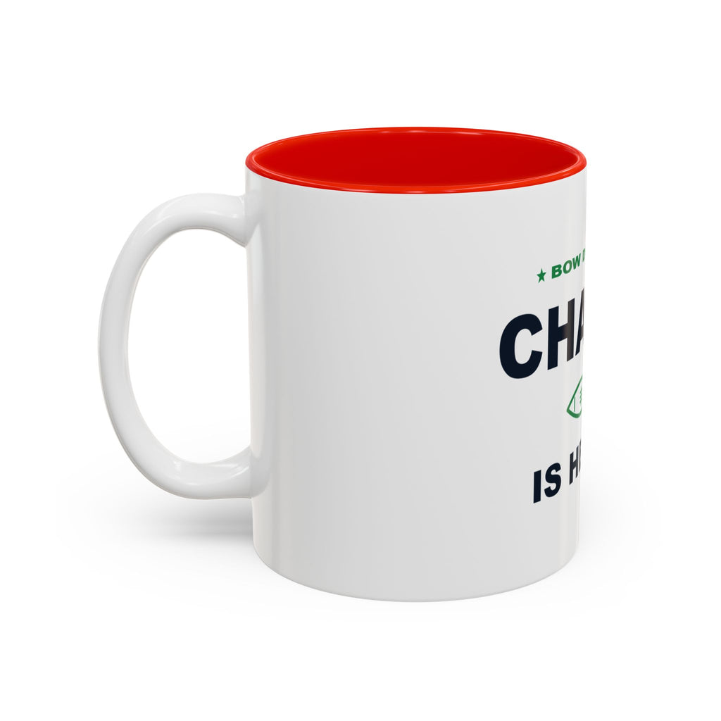 Bow Down. Champ Is Here. Two-Tone Mug