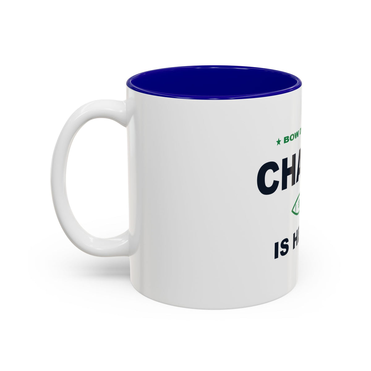 Bow Down. Champ Is Here. Two-Tone Mug