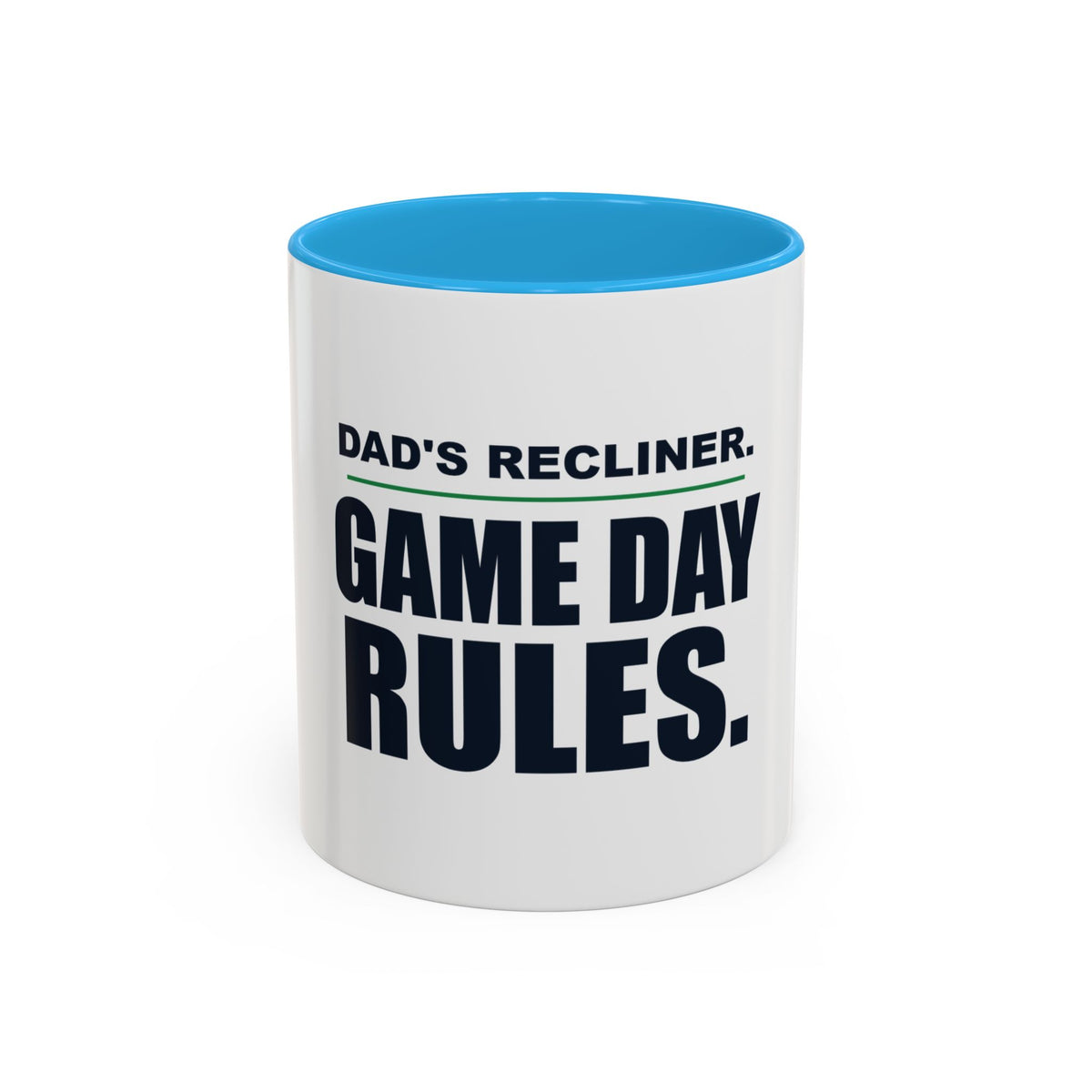 Dad's Recliner. Game Day Rules. Two-Tone Mug
