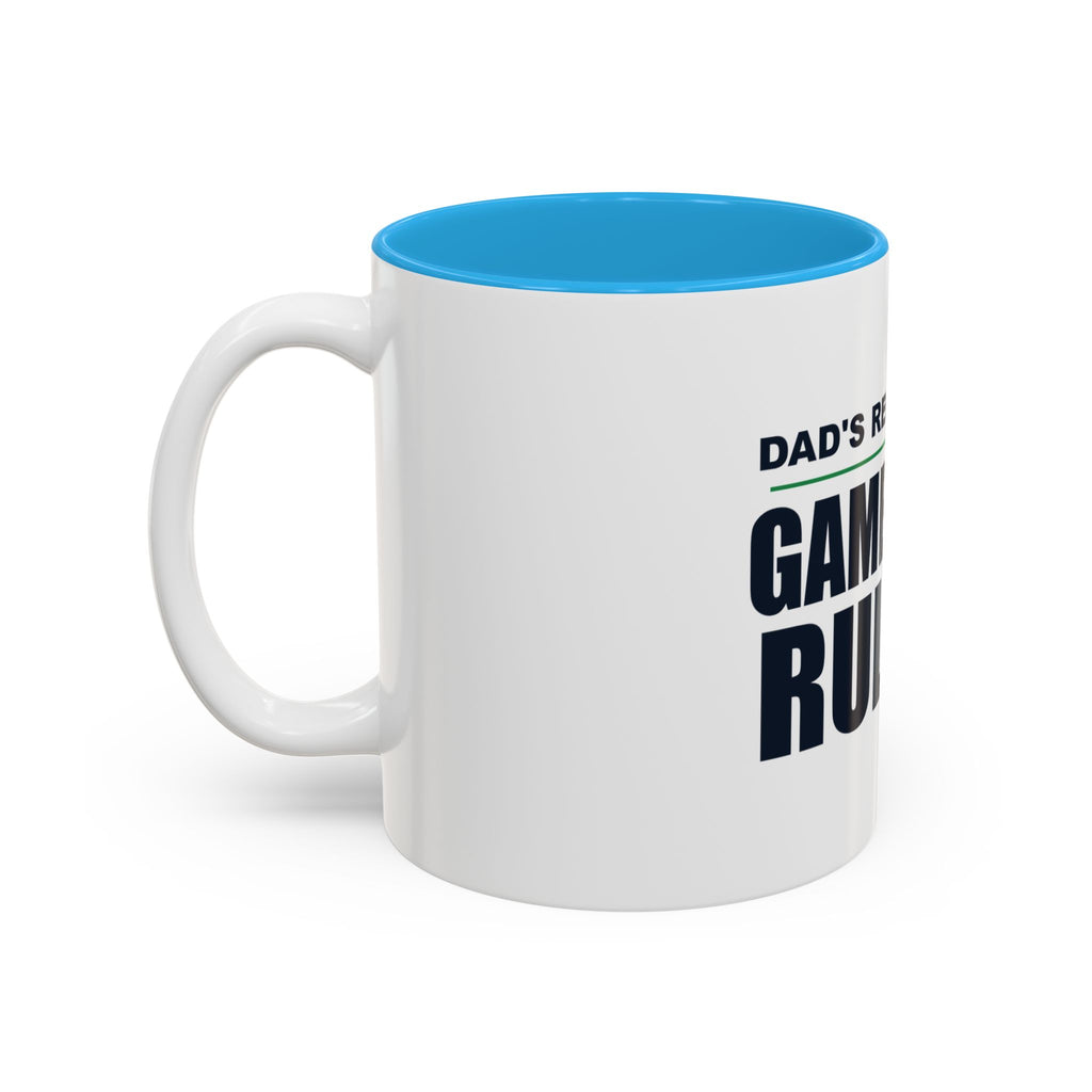 Dad's Recliner. Game Day Rules. Two-Tone Mug