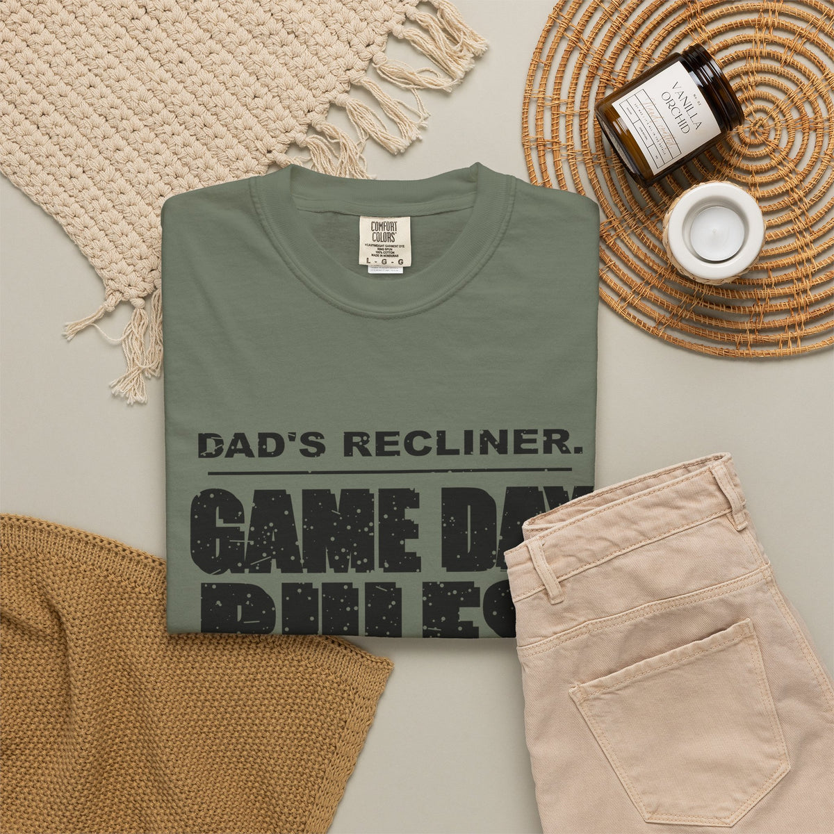 Dad's Recliner. Game Day Rules. Heavyweight Garment-Dyed Tee